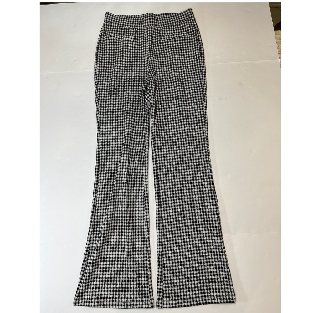 Sincerely Jules Flare Pants Womens M Black White Houndstooth Retro 70's Style